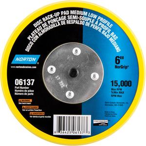 Back Up Pads For PSA & Hook And Loop Paper Discs - 6", Low Profile, Medium, 15 000