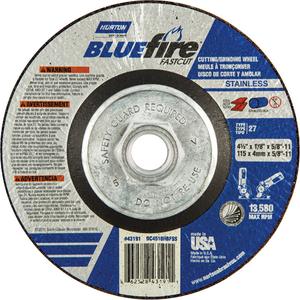 BlueFire® Grinding and Cutting Wheels - 4-1/2", 1/8", 5/8"-11, 13580, 27, Zirconia Alumina