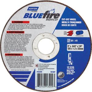 BlueFire® Cut-off Wheel - 5", 1/16"/0.045", 7/8", 12225, 27, Aluminum Oxide/Zirconium