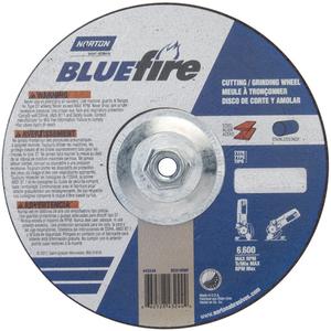 BlueFire® Grinding and Cutting Wheels - 9", 1/8", 5/8"-11, 6600, 27, Zirconia Alumina