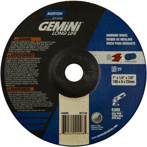 Gemini® Grinding Wheel - 7", 1/4", 7/8", 8600, 27, Aluminum Oxide