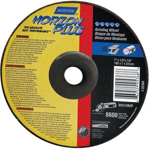 Norzon Plus® Depressed Centre Grinding Wheels - 4-1/2", 1/4", 7/8", 13580, 27, Zirconium/Ceramic, FOR STEEL GRINDING