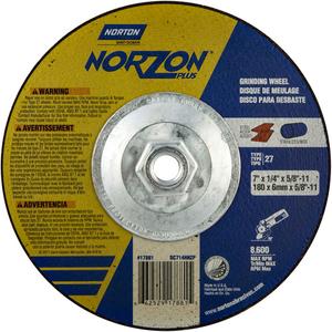 Norzon Plus® Grinding Wheels - 7", 1/4", 5/8"-11, 8600, 27, Ceramic Alumina