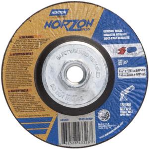 Norzon Plus® Grinding Wheels - 4-1/2", 1/4", 5/8"-11, 13580, 27, Ceramic Alumina
