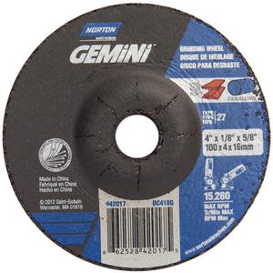 Gemini® All Purpose Mini Cut-Off Wheel - 4", 1/8", 5/8", 15280, 27, Aluminum Oxide