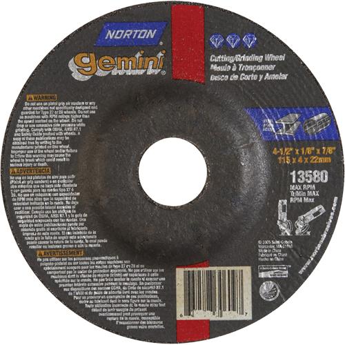 Gemini® Depressed Centre Grinding Wheels - 9", 1/8", 7/8", 6600, 27, Aluminum Oxide, FOR STEEL CUTTING, NOTCHING & LIGHT GRINDING