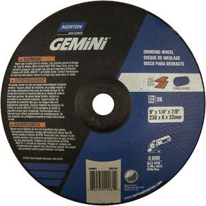 Gemini® Saucer Wheel - 9", 1/4", 7/8", 6600, 28, Aluminum Oxide
