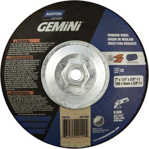 Gemini® Saucer Wheel - 7", 1/4", 5/8"-11, 8600, 28, Aluminum Oxide