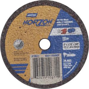 Portable Small Diameter Reinforced Cut-Off Wheels - Norzon Plus - 3", 1/16", 3/8", 25465, 1, Ceramic
