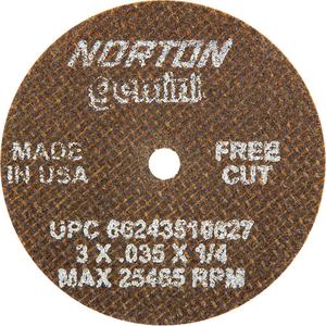 Portable Small Diameter Reinforced Cut-Off Wheels - Gemini® - 3", 0.035", 1/4", 25465, 1, Aluminum Oxide