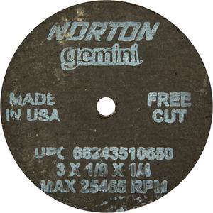 Portable Small Diameter Reinforced Cut-Off Wheels - Gemini® - 3", 1/8", 1/4", 25465, 1, Aluminum Oxide
