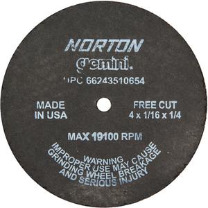Portable Small Diameter Reinforced Cut-Off Wheels - Gemini® - 4", 1/16", 1/4", 19100, 1, Aluminum Oxide