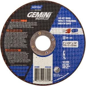 Cut-Off Wheels For Right Angle Grinder - 5", 3/32"/0.09", 7/8", 12225, 1, Aluminum Oxide