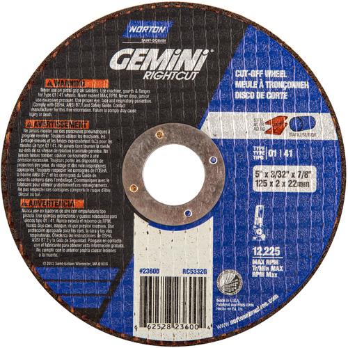 Cut-Off Wheels For Right Angle Grinder - 5", 3/32"/0.09", 7/8", 12225, 1, Aluminum Oxide