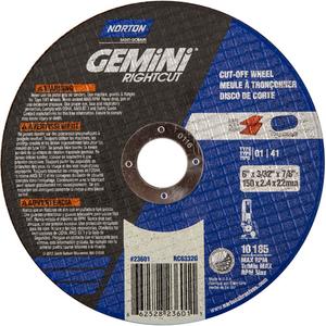 Cut-Off Wheels For Right Angle Grinder - 6", 3/32"/0.09", 7/8", 10185, 1, Aluminum Oxide
