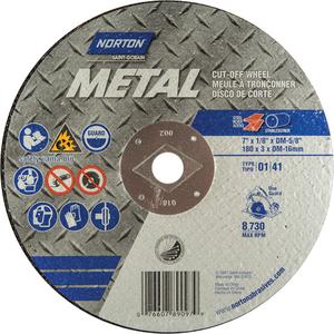 Circular Saw Reinforced Cut-Off Wheels - Masonry & Metal - 7", 1/8", DM, 8730, 1, Aluminum Oxide, Metal