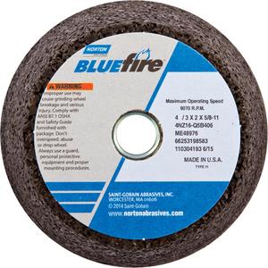 BlueFire® Non-Reinforced Portable Snagging Cups - 4", 2", 5/8", 16, 9070, Flaring Cup, Zirconia Alumina, 3/4", 3/4"