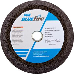 BlueFire® Non-Reinforced Portable Snagging Cups - 5", 2", 5/8", 16, 7260, Flaring Cup, Zirconia Alumina, 3/4", 1"