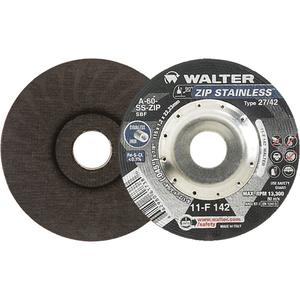 Zip™ Stainless Right Angle Grinder Reinforced Cut-Off Wheels - 4-1/2", 5", 6", 7", 9", 3/64", 7/8", 13300, 27, Aluminum Oxide, A-60-SS-ZIP