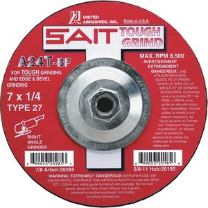 A24T Tough Grind Grinding Wheel - 4-1/2", 1/4", 7/8", 13300, 27, Aluminum Oxide