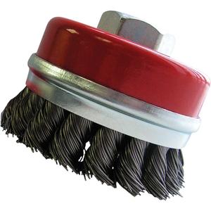 Bridled Cup Brushes - 3", 5/8", 0.02", Stainless Steel, 5/8"-11, 12000