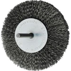 Circular Crimped Wire End Brushes - 4", 0.008", Stainless Steel, 1/4", 5/8", 20000