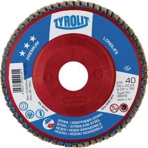 Long Life Flap Disc - 40, 60, 80, 4-1/2", 7/8", Zirconium, 27, Type 27, 13300, Steel and Stainless Steel