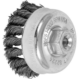 Knot Cup Brush - 2-3/4", 7/8", 0.02", Steel, 5/8"-11