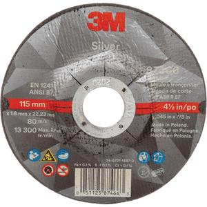 Silver Cut-Off Wheel - 4-1/2", 5", 6", 0.045", 7/8", 13300, 27, Ceramic