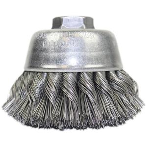 Knot Wire Cup Brush - 3-1/2", 1-3/8", 0.016", Steel, 5/8"-11