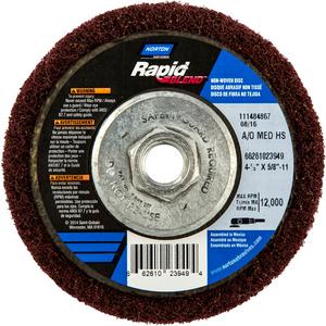 Rapid Blend™ Non-Woven Depressed Center Abrasive Disc - 4-1/2", 150-180, 5/8"-11, Aluminum Oxide, 12,000, 1/2"