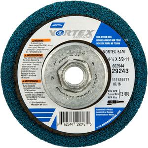 Vortex Rapid Blend™ Non-Woven Depressed Center Abrasive Disc - 4-1/2", 100-120, 5/8"-11, Aluminum Oxide, 12,000, 1/2"