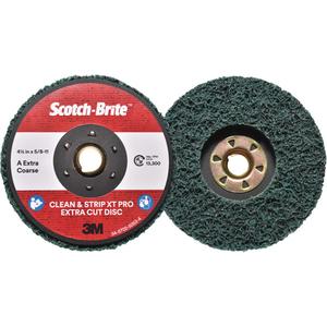 Scotch-Brite™ Clean & Strip XT Pro Extra Cut Disc - 4-1/2", 5", 6", 7", 4", Extra Coarse, 5/8"-11, Aluminum Oxide, TN, Green, 13 300