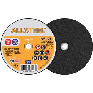 AllSteel™ Mini Cut-Off Wheel - 4", 1/32", 1/16", 1/8", 3/8", 19100, 1, Aluminum Oxide, A-46