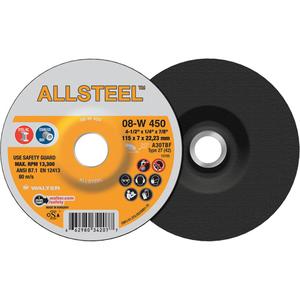 AllSteel™ Grinding Wheel - 4-1/2", 5", 6", 7", 9", 1/4", 7/8", 13300, 27, Aluminum Oxide, A-30