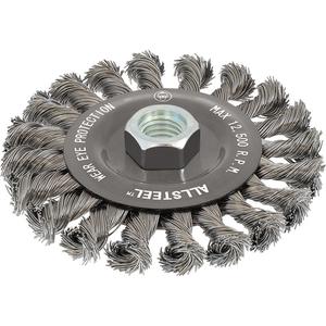AllSteel™ Wire Brush - 4-1/2", 1/2", 0.02", Steel, 5/8"-11, Twisted, 15 000