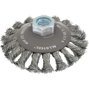 AllSteel™ Wire Brush - 4", 1/2", 0.02", Steel, 5/8"-11, Twisted, 20 000