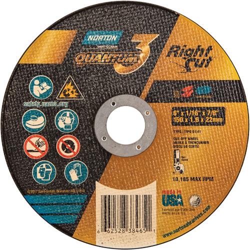 Quantum3™ RightCut™ Cut-Off Wheel - 6", 1/16", 7/8", 10185, 01/41, Aluminum Oxide