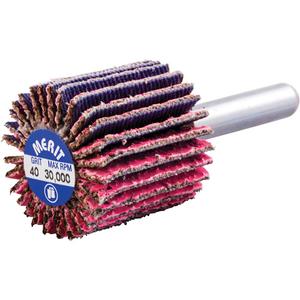 Shank Mounted Mini Flap Wheel - 1", 40, 60, 80, 1", 1/4", Ceramic Alumina, 30000, X-Weight, Pink