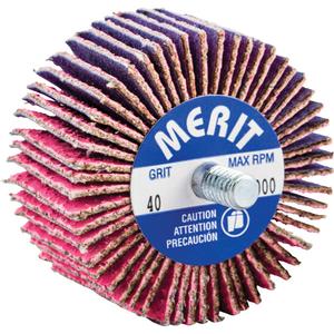 Threaded Mini Flap Wheel - 2", 40, 60, 80, 1", 1/4"-20, Ceramic Alumina, 25000, X-Weight, Pink