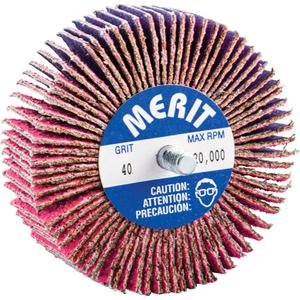 Threaded Mini Flap Wheel - 3", 40, 60, 80, 1", 1/4"-20, Ceramic Alumina, 20000, X-Weight, Pink