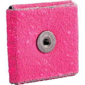 R928 Square Abrasive Pad - Square, 60, 2", 2", Ceramic Alumina, None, 1/2", 1/4"-20, Pink