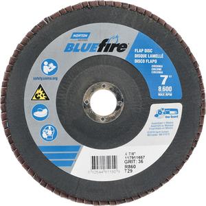 BlueFire® R884P/R884V/R860 Center Mount Fiberglass Conical Flap Disc - P36, 7", 7/8", Zirconia Alumina, 29, Extra Coarse, 8600 RPM