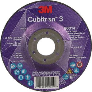 Cubitron™ 3 Cut & Grind Wheel - 4-1/2", 6", 7", 9", 5/32", 7/8", 36+, 13300, T27, Ceramic, Resin, 1095 Days