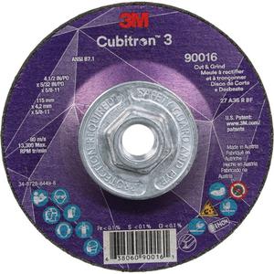 Cubitron™ 3 Cut & Grind Wheel - 4-1/2", 5", 6", 7", 9", 5/32", 5/8"-11, 36+, 13300, T27, Ceramic, Resin, 1095 Days
