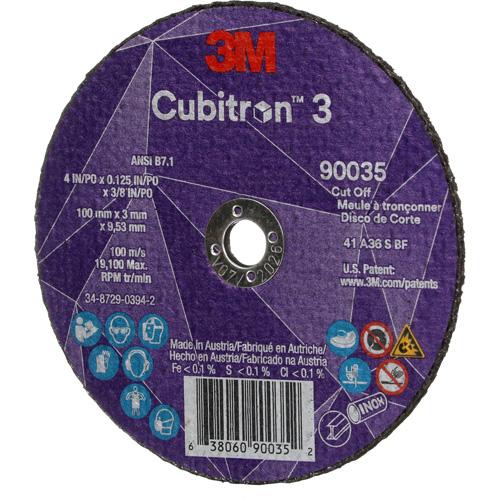 Cubitron™ 3 Cut-Off Wheel - 4", 1/8", 3/8", 21000, T1, Ceramic, Resin, 1095 Days, 36+ - Image 3