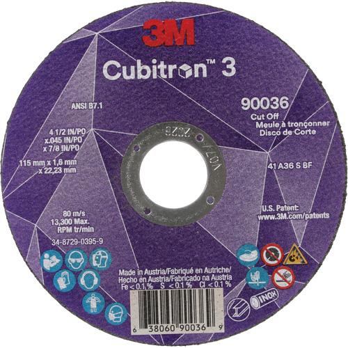 Cubitron™ 3 Cut-Off Wheel - 4-1/2", 0.045", 7/8", 13300, T1, Ceramic, Resin, 1095 Days, 36+
