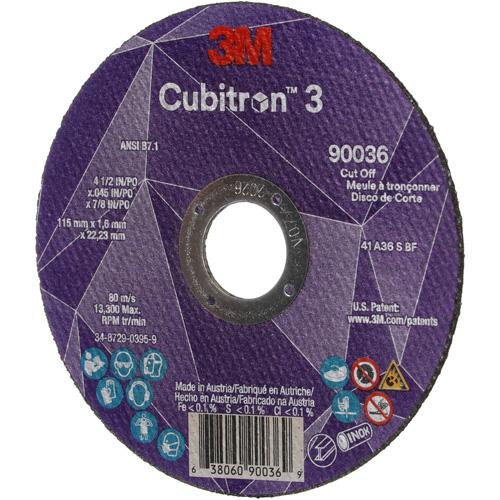 Cubitron™ 3 Cut-Off Wheel - 4-1/2", 0.045", 7/8", 13300, T1, Ceramic, Resin, 1095 Days, 36+ - Image 3