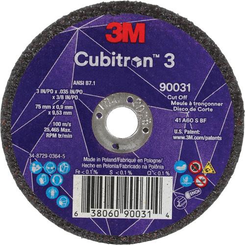 Cubitron™ 3 Cut-Off Wheel - 3", 4", 0.035", 3/8", 21000, T1, Ceramic, Resin, 1095 Days, 60+
