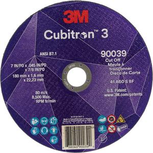 Cubitron™ 3 Cut-Off Wheel - 7", 0.09", 7/8", 8500, T27, Ceramic, Resin, 1095 Days, 60+